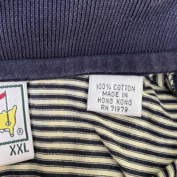 Masters Augusta Collection Cotton Mens Polo Stripe Navy Cream Shirt Sz 2XL - Picture 5 of 6